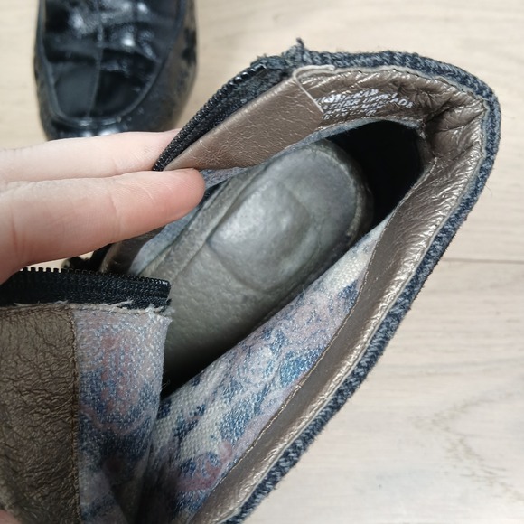 Kenzie Boots Womens 9.5 Black Leather Embroidered Lace Detail Block Heel - Picture 9 of 11